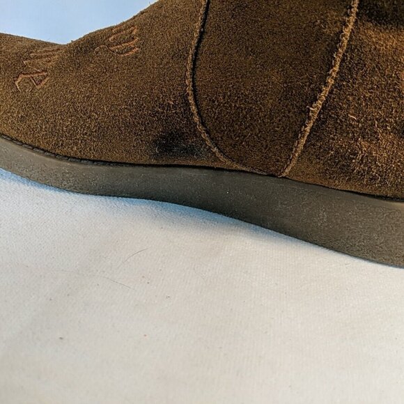 Juicy Couture Brown Faux Suede Moccasin Boots Knee High Tan Embroidered Y2K 8.5 - Picture 10 of 16